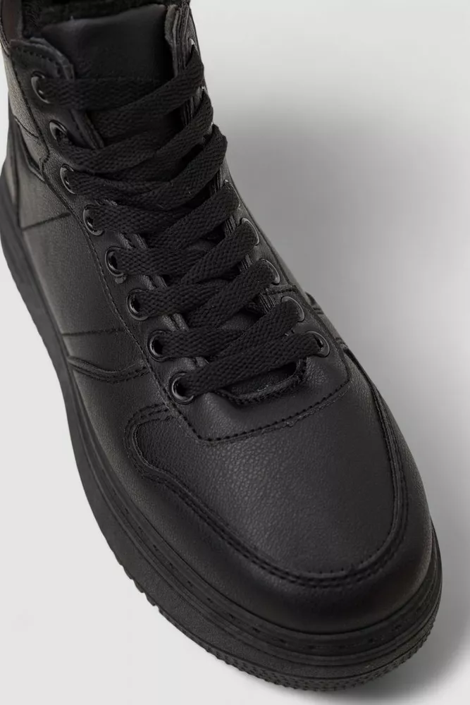 Купить Кеды женские на меху, цвет черный, 248RK02 - Фото №2