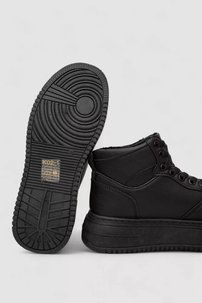 Купить Кеды женские на меху, цвет черный, 248RK02 - Фото №5