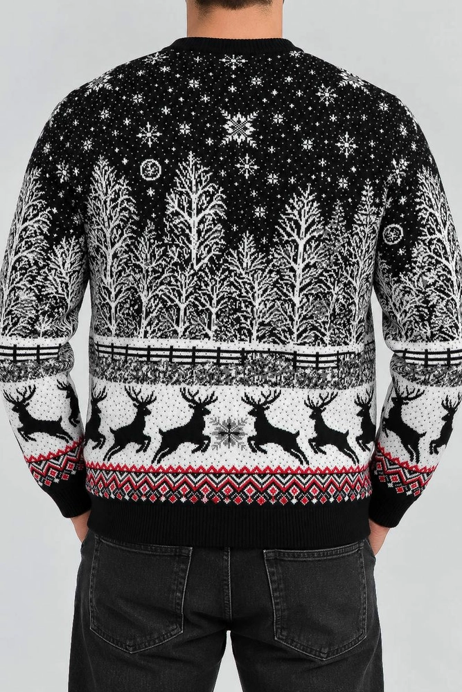 Купити Светр чоловічий новорічний, колір чорний, 214R22605 оптом - Фото №4