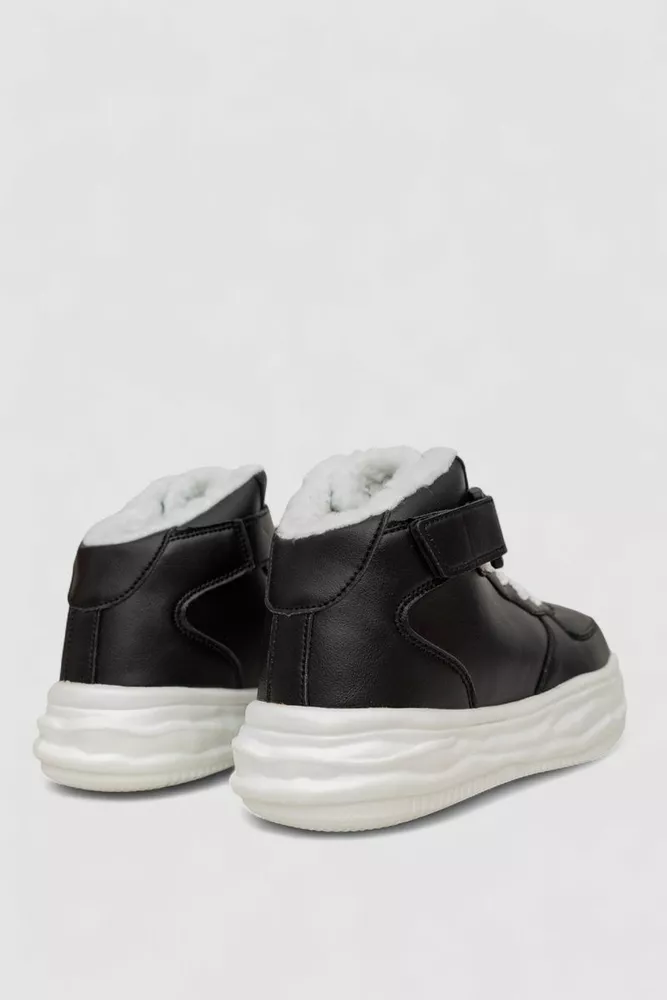 Купить Кроссовки женские зимние на меху, цвет черно-белый, 248RCX686 - Фото №4