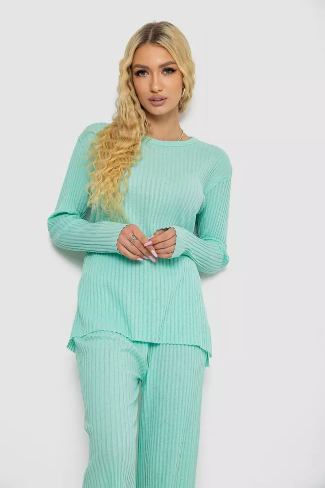 Купити Костюм жіночий в рубчик повсякденний, колір м'ятний, 238R57415 оптом - Фото №2