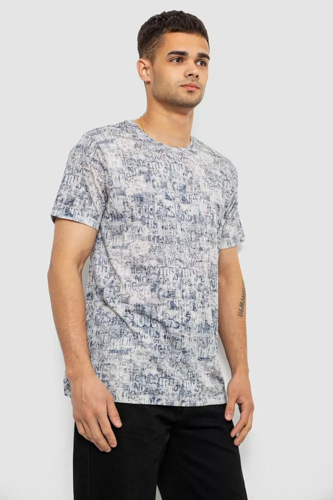 Купить Футболка мужская с принтом, цвет джинс, 244R5058 - Фото №3