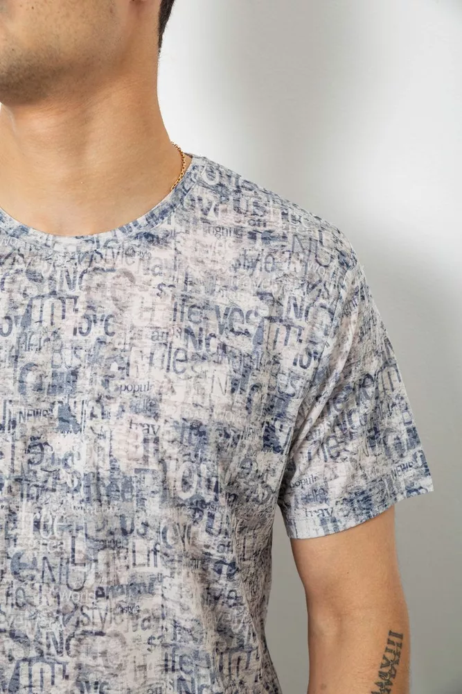 Купить Футболка мужская с принтом, цвет джинс, 244R5058 - Фото №5