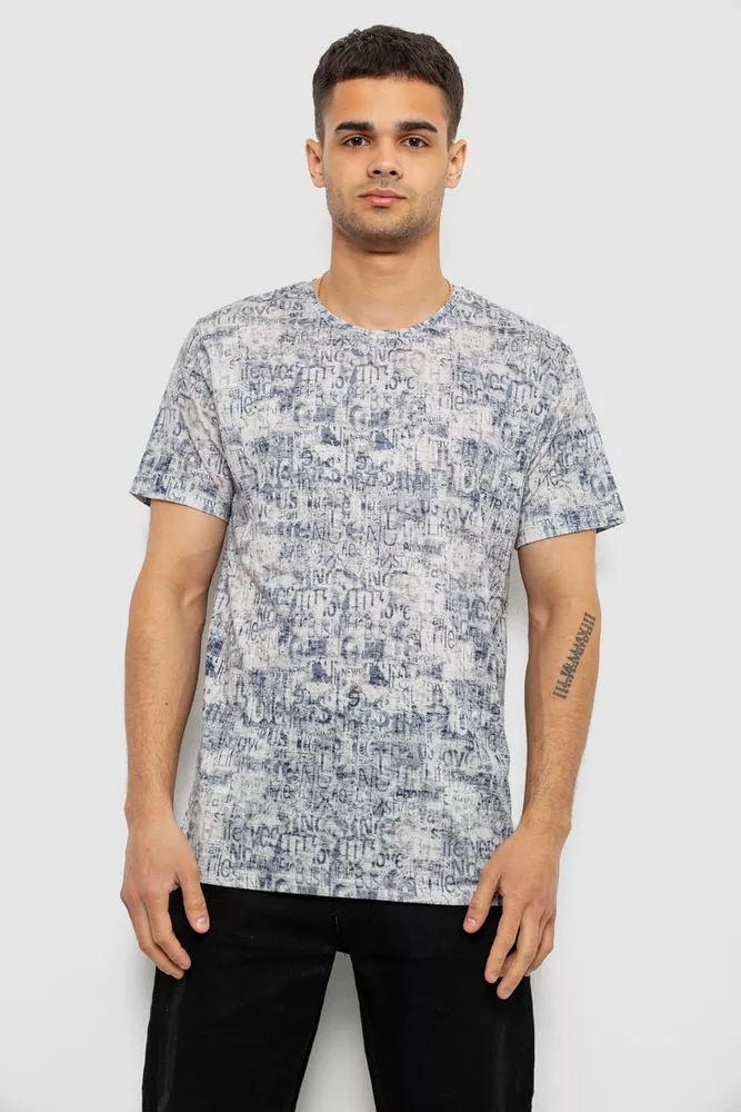 Купить Футболка мужская с принтом, цвет джинс, 244R5058 - Фото №1