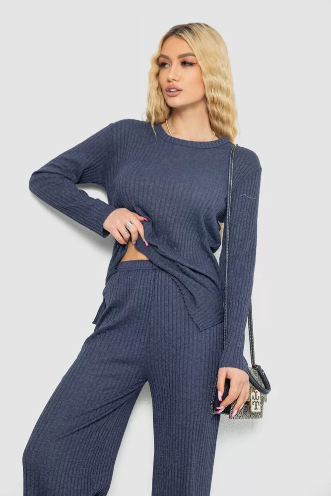 Купити Костюм жіночий в рубчик повсякденний, колір джинс, 238R57415 - Фото №2