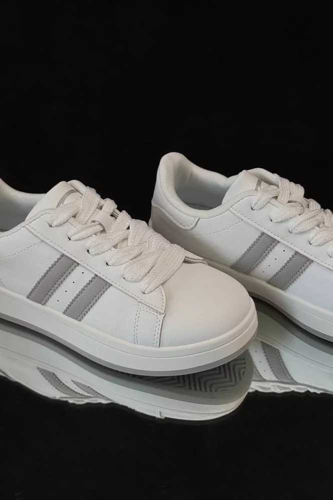 Купити Кеди жіночі, колір біло-сірий, 248RJH100-10 оптом - Фото №2