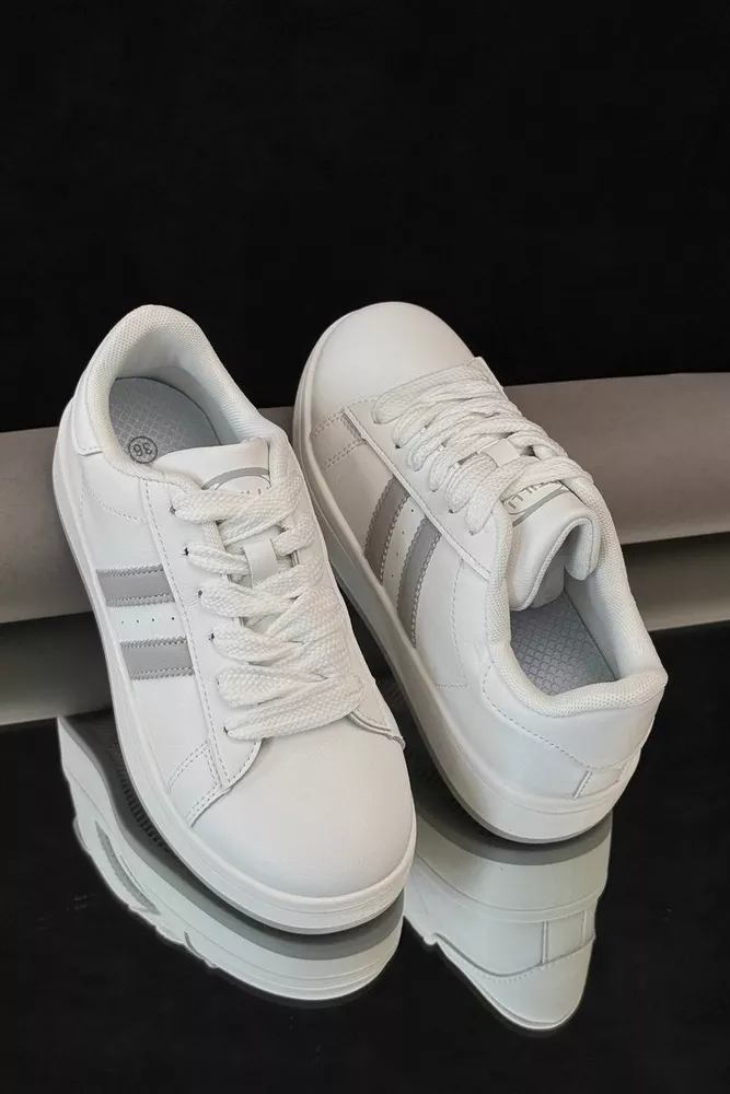 Купити Кеди жіночі, колір біло-сірий, 248RJH100-10 оптом - Фото №1