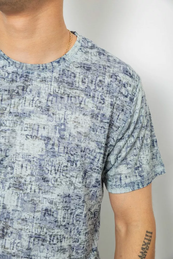 Купить Футболка мужская с принтом, цвет оливковый, 244R5058 - Фото №5