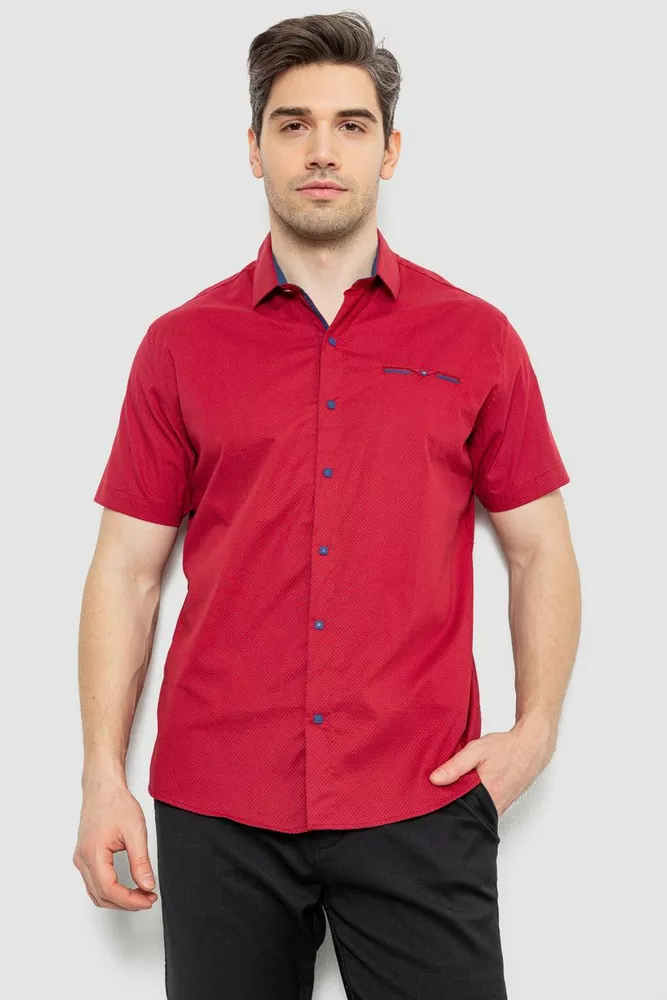Купить Мужская рубашка с принтом, цвет бордовый, 186R7130 оптом - Фото №1