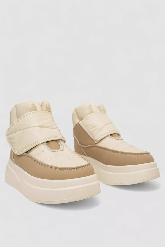 Купити Дутики жіночі зимові на хутрі  -уцінка, колір бежево-коричневий, 248RLM10-U-2 оптом - Фото №3