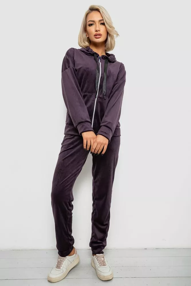 Купити Спортивний костюм жіночий велюровий, колір темно-сливовий, 257R4122 оптом - Фото №1
