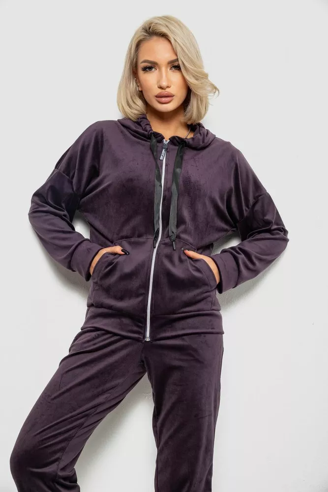Купити Спортивний костюм жіночий велюровий, колір темно-сливовий, 257R4122 оптом - Фото №2