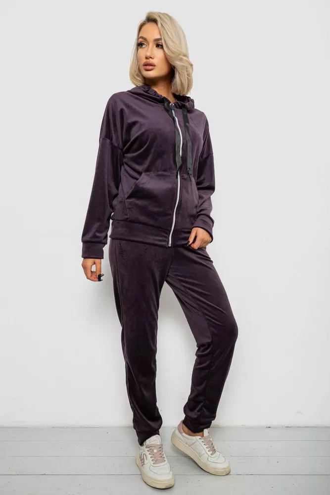 Купити Спортивний костюм жіночий велюровий, колір темно-сливовий, 257R4122 оптом - Фото №3