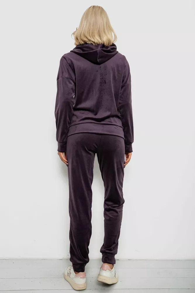Купити Спортивний костюм жіночий велюровий, колір темно-сливовий, 257R4122 оптом - Фото №4