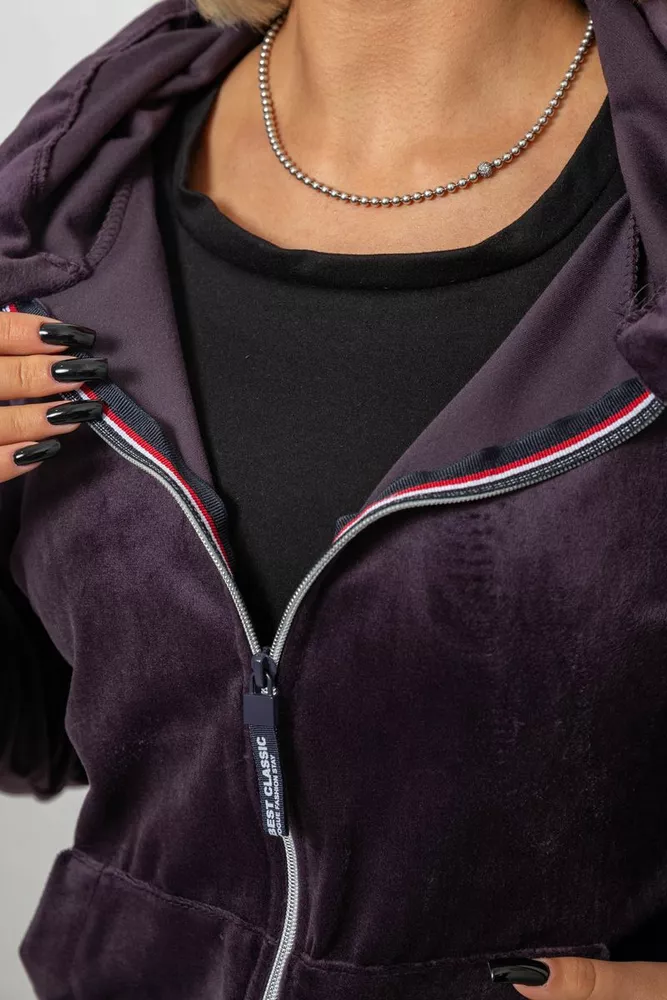 Купити Спортивний костюм жіночий велюровий, колір темно-сливовий, 257R4122 оптом - Фото №5