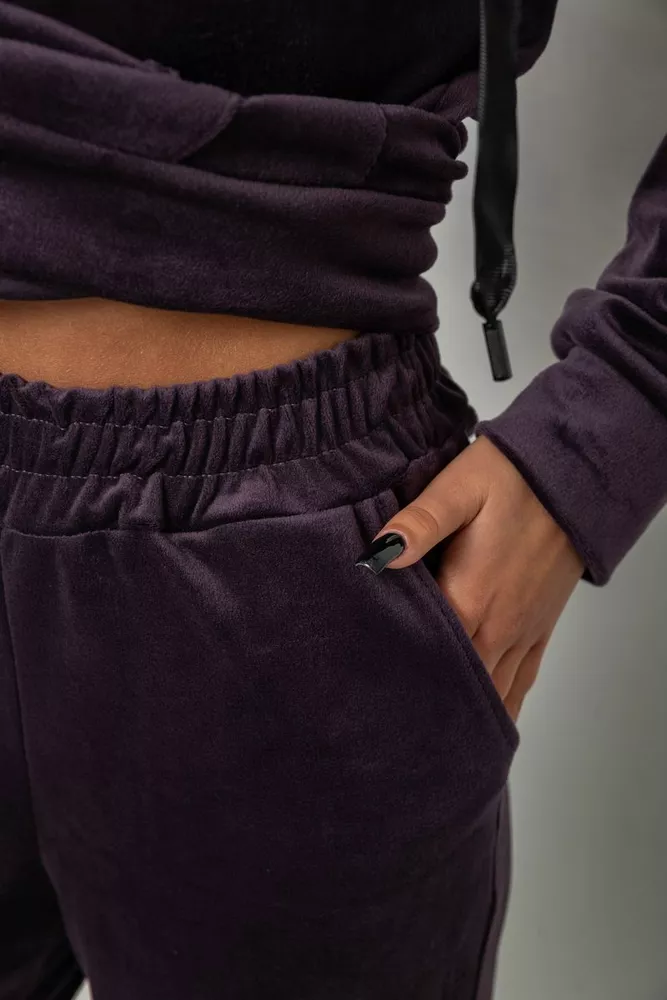 Купити Спортивний костюм жіночий велюровий, колір темно-сливовий, 257R4122 оптом - Фото №6