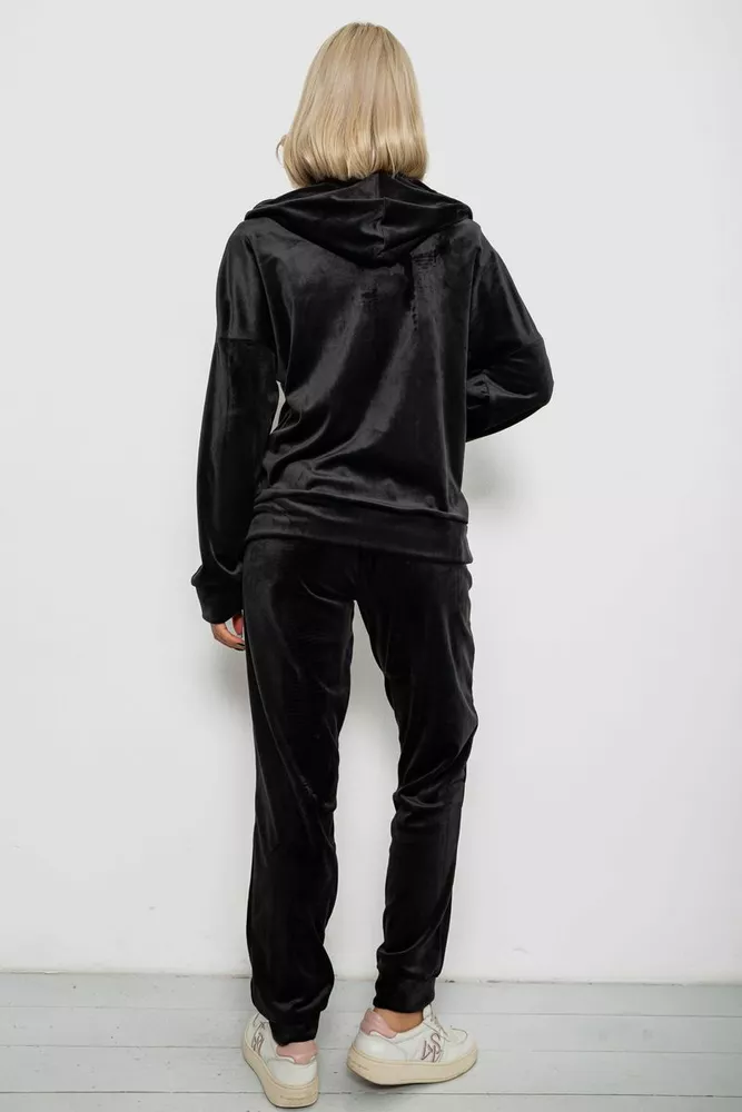 Купити Спортивний костюм жіночий велюровий, колір чорний, 257R4122 оптом - Фото №4