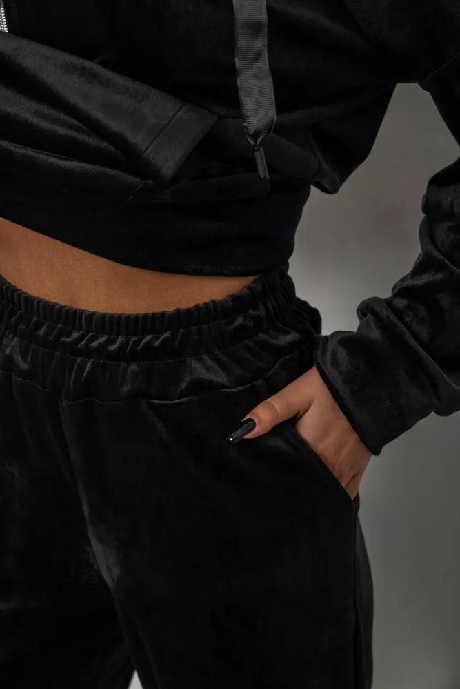 Купити Спортивний костюм жіночий велюровий, колір чорний, 257R4122 оптом - Фото №6