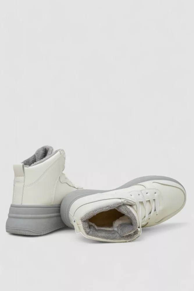 Купити Кросівки жіночі зимові на хутрі  -уцінка, колір біло-сірий, 248RAM01-U-4 - Фото №5