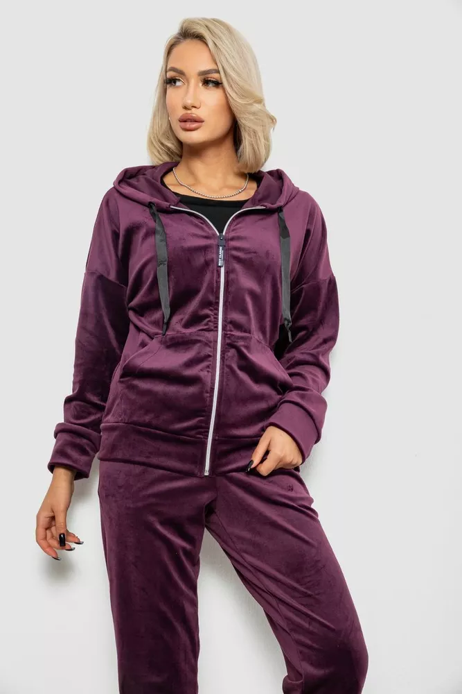 Купити Спортивний костюм жіночий велюровий, колір сливовий, 257R4122 - Фото №2