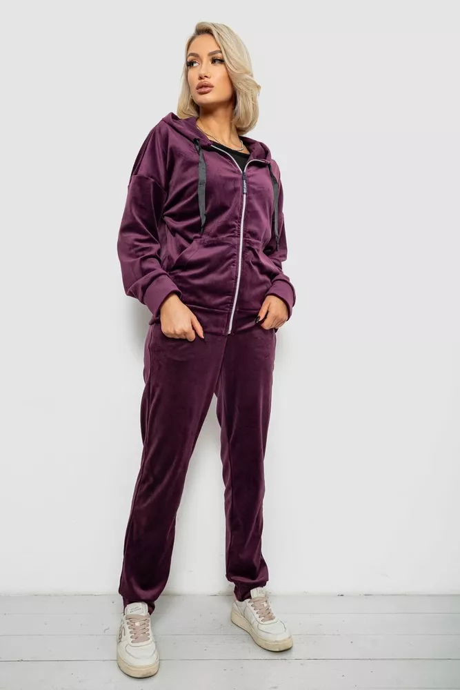 Купити Спортивний костюм жіночий велюровий, колір сливовий, 257R4122 - Фото №3