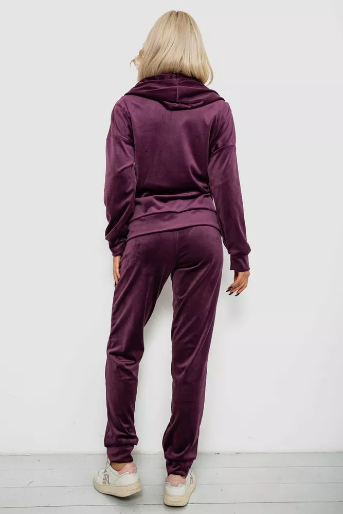 Купити Спортивний костюм жіночий велюровий, колір сливовий, 257R4122 - Фото №4