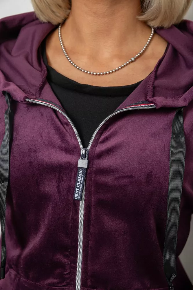 Купити Спортивний костюм жіночий велюровий, колір сливовий, 257R4122 - Фото №5