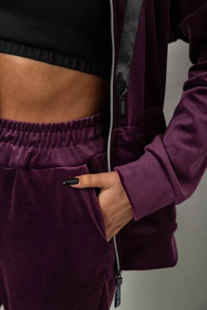 Купити Спортивний костюм жіночий велюровий, колір сливовий, 257R4122 - Фото №6