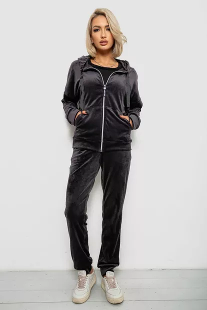 Спортивный костюм женский велюровый, цвет чернильный, 257R4122