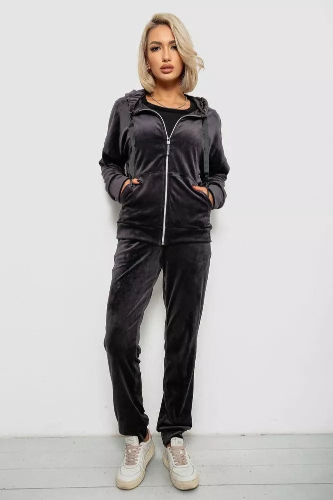 Купити Спортивний костюм жіночий велюровий, колір чорнильний, 257R4122 оптом - Фото №1