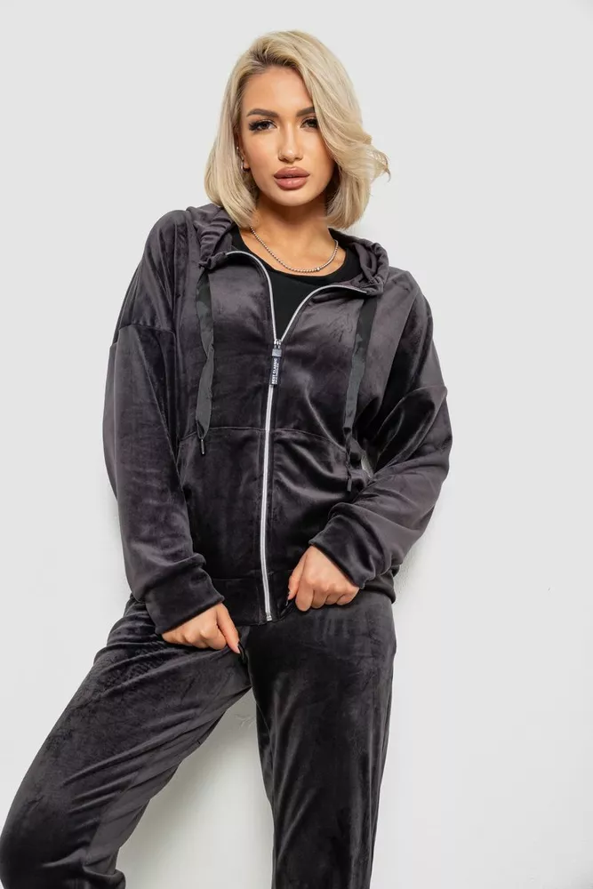 Купити Спортивний костюм жіночий велюровий, колір чорнильний, 257R4122 оптом - Фото №2