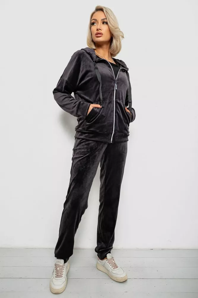 Купити Спортивний костюм жіночий велюровий, колір чорнильний, 257R4122 оптом - Фото №3