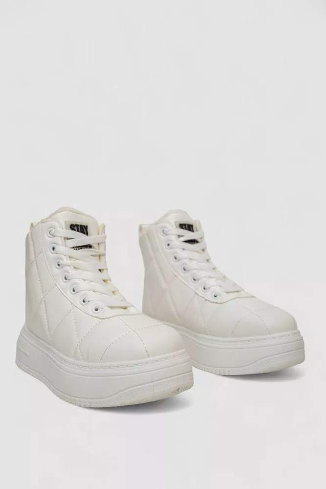 Купити Кеди жіночі на хутрі, колір білий, 248RK09 - Фото №3