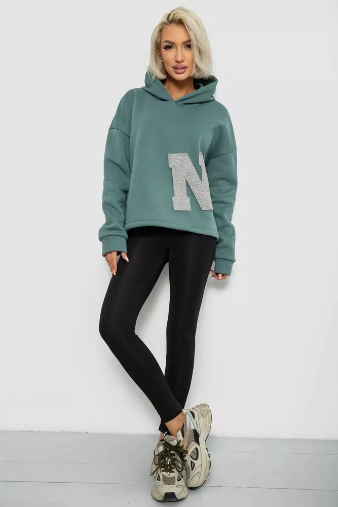 Купить Худи женский с капюшоном на флисе  -уценка, цвет оливковый, 257R335-U - Фото №2