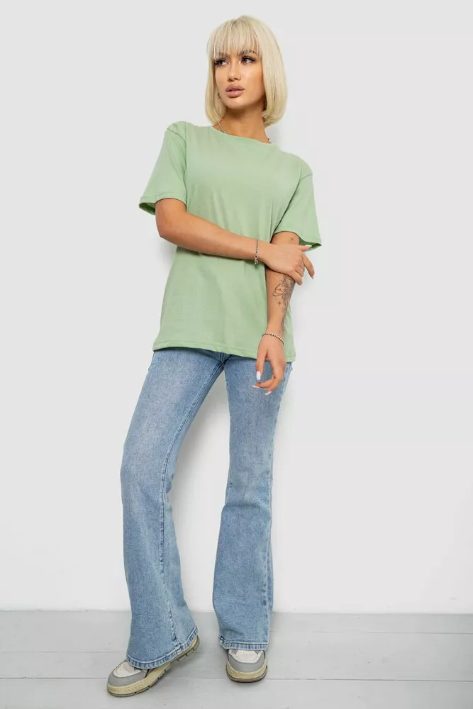 Купити Футболка жіноча однотонна  -уцінка, колір оливковий, 129R8900-1-U оптом - Фото №2