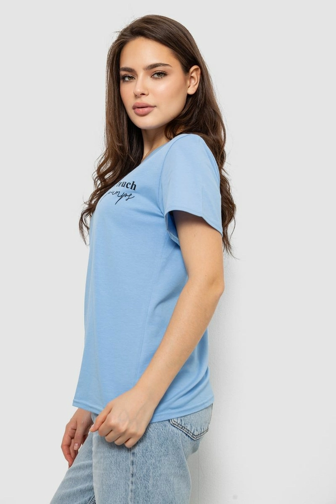 Купить Футболка женская с принтом, цвет голубой, 244R2369-5 - Фото №3