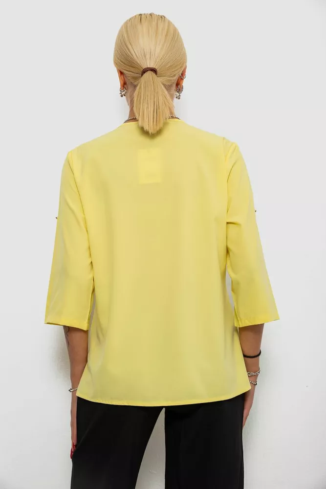 Купити Блуза однотонна  -уцінка, колір жовтий, 230R1121-1-U-13 - Фото №4
