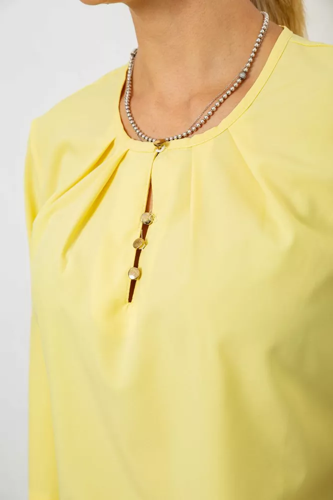 Купити Блуза однотонна  -уцінка, колір жовтий, 230R1121-1-U-13 - Фото №5