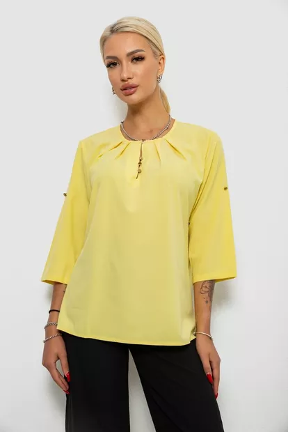 Блуза однотонна  -уцінка, колір жовтий, 230R1121-1-U-13