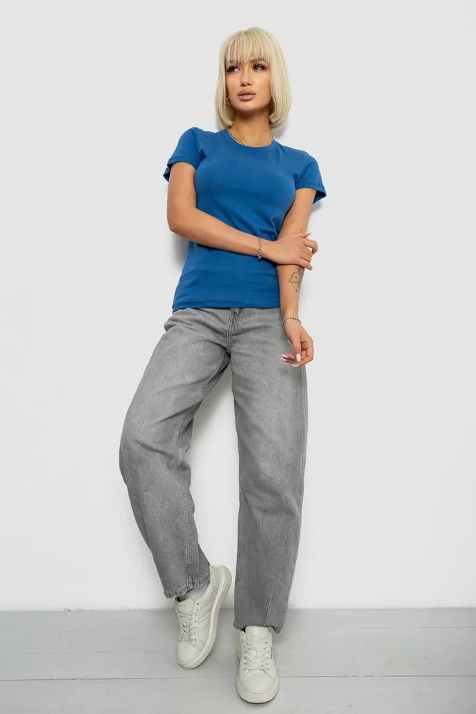 Купить Футболка женская однотонная  -уценка, цвет синий, 129R8900-U - Фото №2