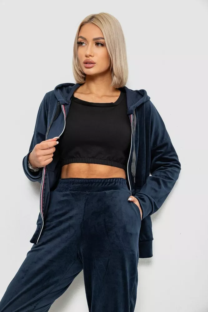 Купить Спортивный костюм женский велюровый, цвет синий, 257R4122 - Фото №2