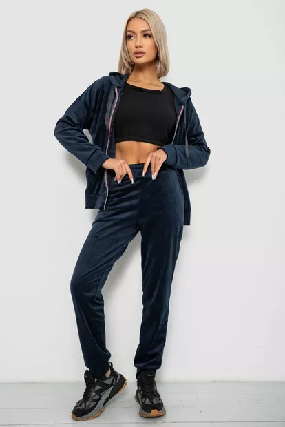 Спортивний костюм жіночий велюровий, колір синій, 257R4122