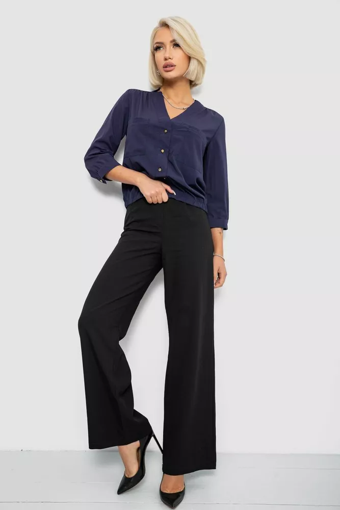 Купить Блуза однотонная, цвет темно-синий, 230R91-2 - Фото №2