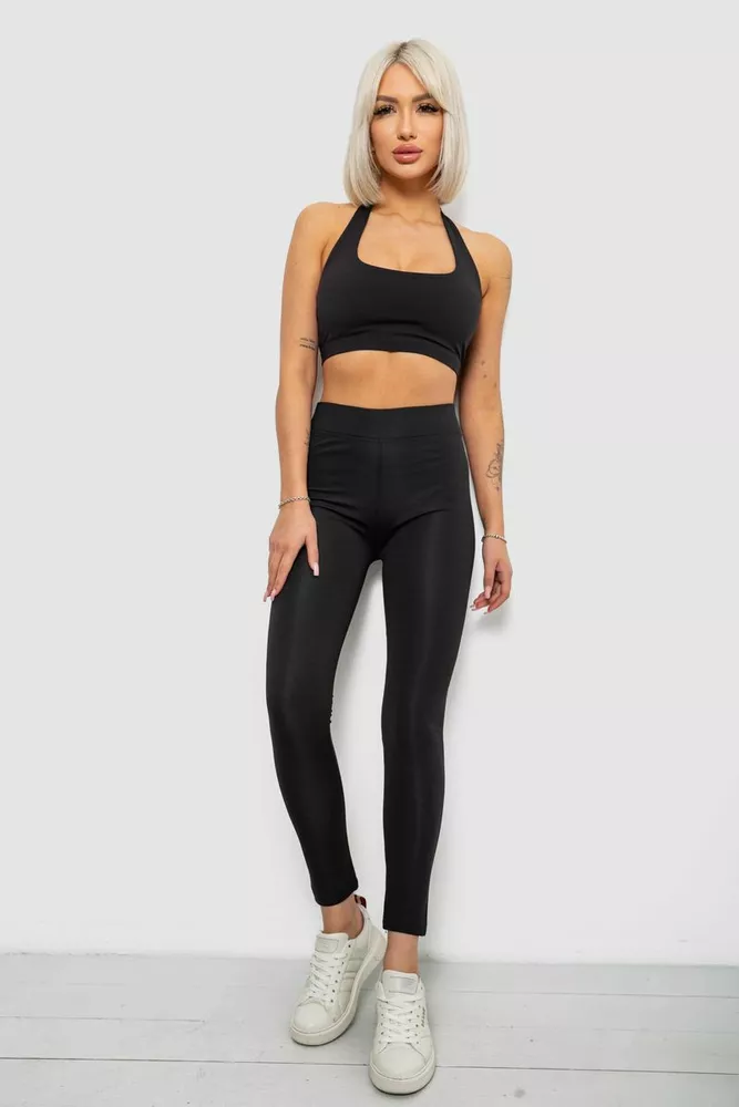 Купити Лосіни жіночі утеплені, колір чорний, 214R329 - Фото №3