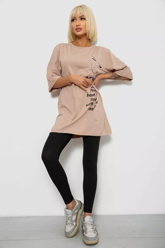 Купить Футболка женская с принтом, цвет бежевый, 244R2008 - Фото №2