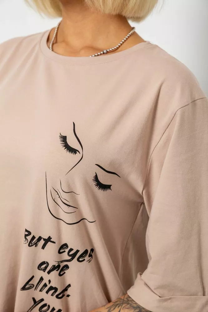 Купить Футболка женская с принтом, цвет бежевый, 244R2008 - Фото №5