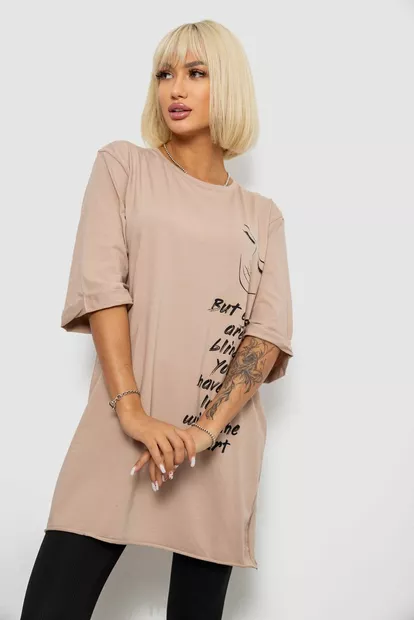 Футболка женская с принтом, цвет бежевый, 244R2008
