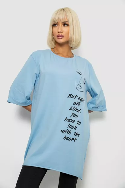 Футболка женская с принтом, цвет голубой, 244R2008