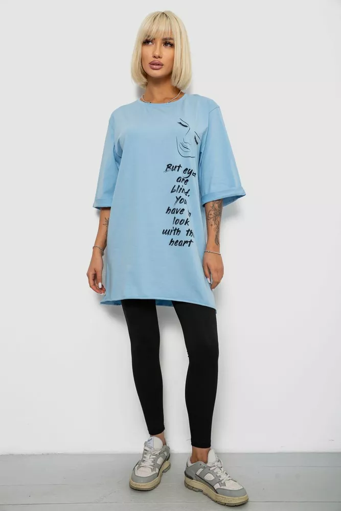 Купить Футболка женская с принтом, цвет голубой, 244R2008 - Фото №2