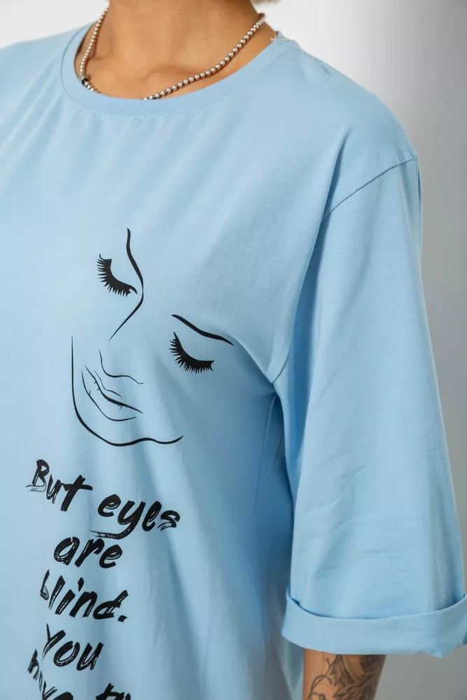 Купить Футболка женская с принтом, цвет голубой, 244R2008 - Фото №5